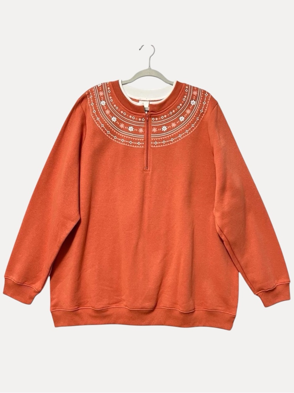 Blair 1/4 Zip Pullover Embroidered Sweatshirt Size 2XL Rust Orange Grandmacore